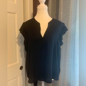 Black Calvin Klein blouse with ruffle sleeve